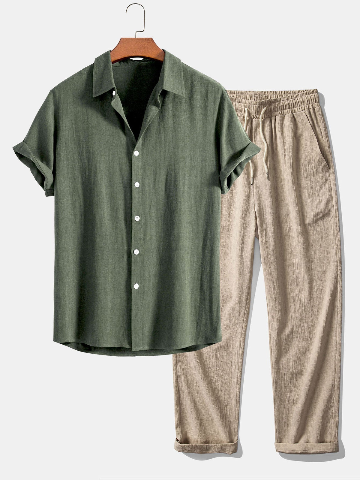 Basile | Camisa de Verano y Pantalón a Juego - Verde Oscuro