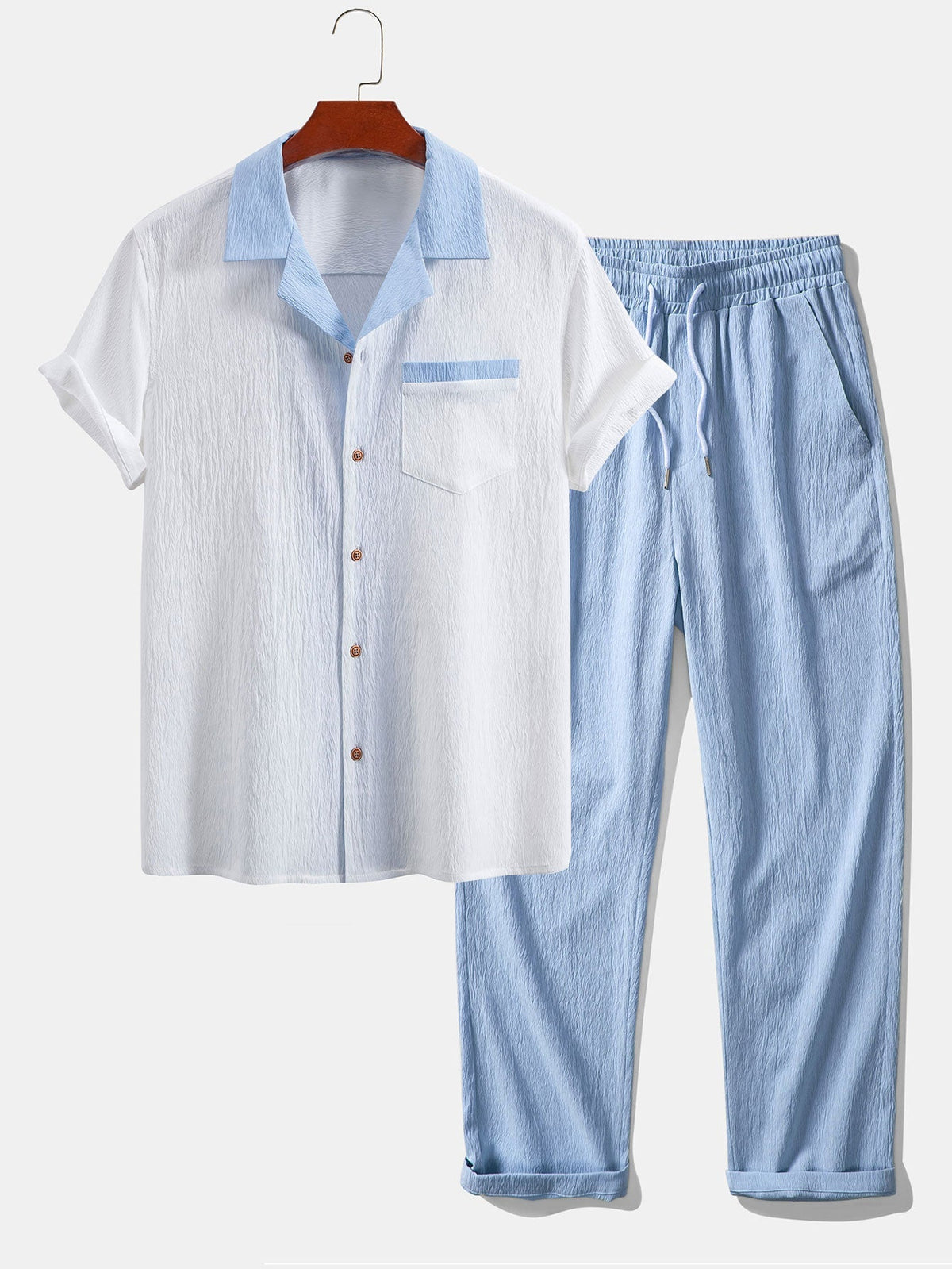 Amaro | Camisa Cubana de Lino y Pantalón - Azul Claro