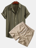 Wilder | Camisa Jacquard de Rayas y Short - Verde Oscuro