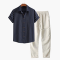 Pascal | Conjunto de Camisa y Pantalón Riviera - Azul Marino/Beige