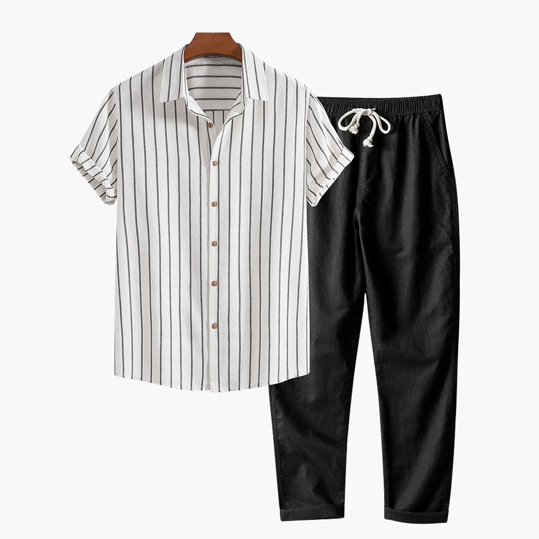 Pascal | Conjunto de Camisa y Pantalón Riviera - Blanco/Negro