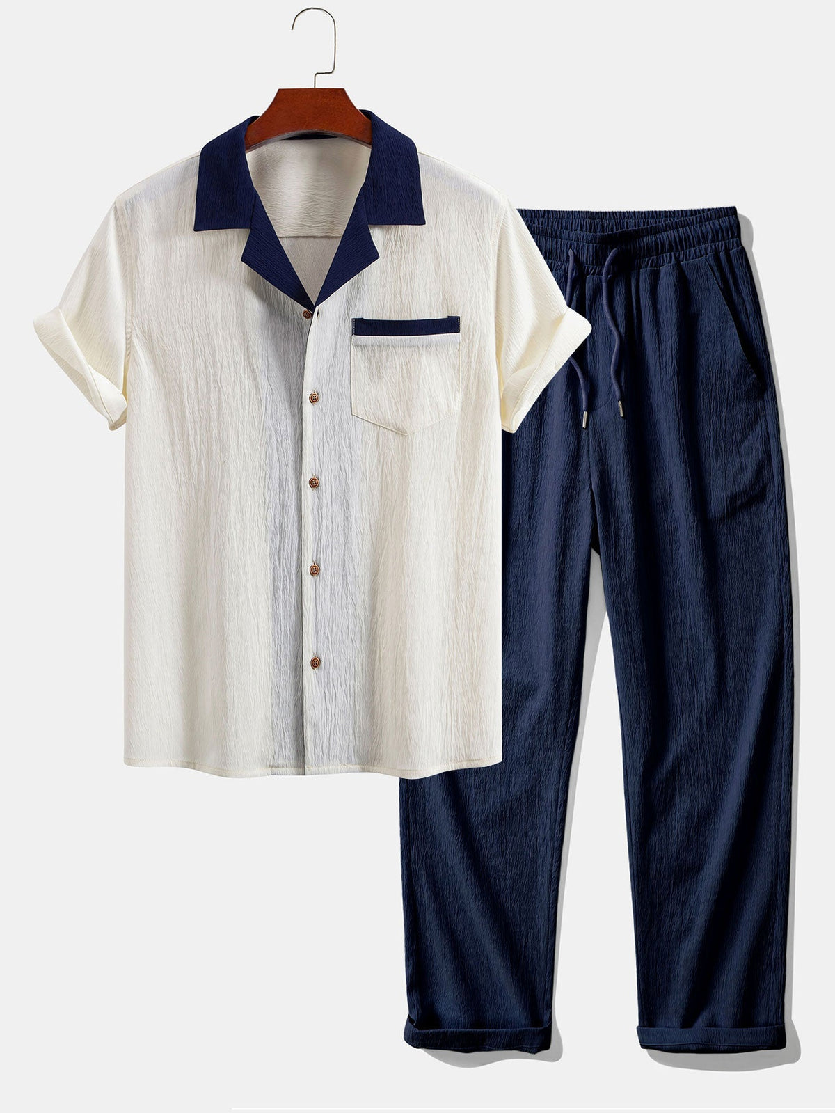Amaro | Camisa Cubana de Lino y Pantalón - Azul Marino
