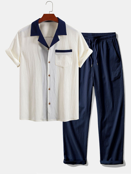 Amaro | Camisa Cubana de Lino y Pantalón - Azul Marino