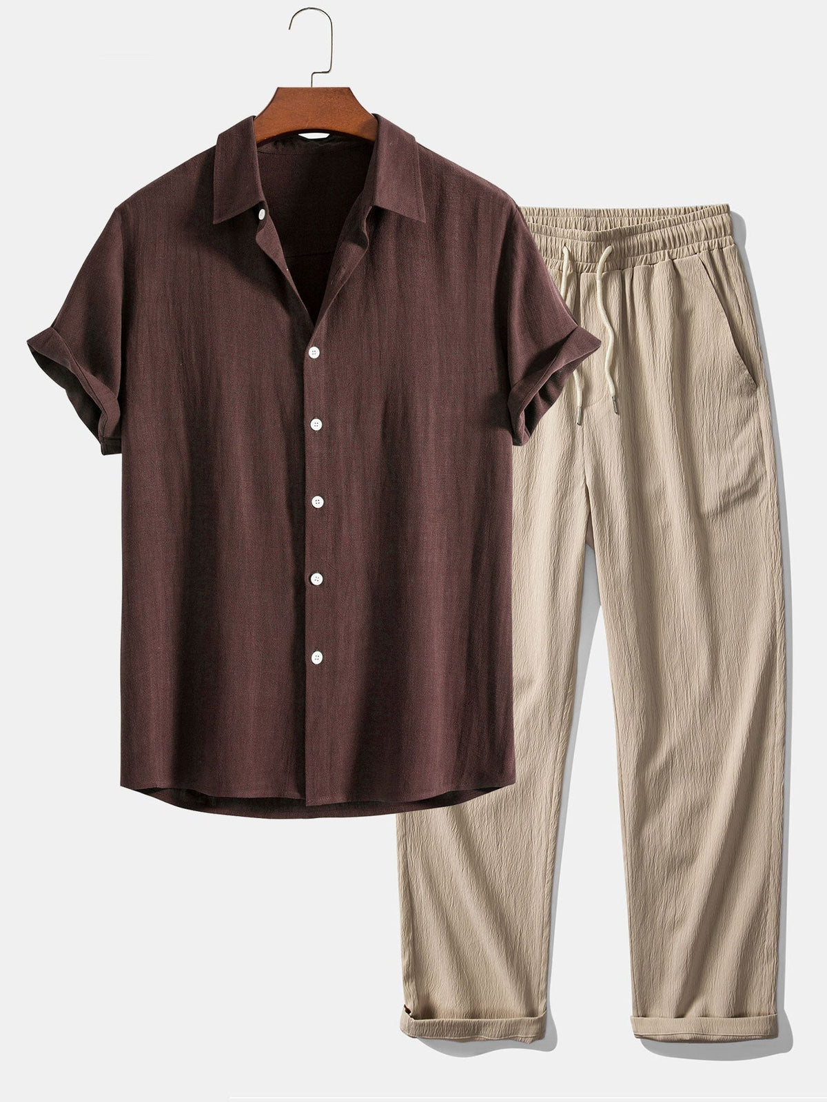 Basile | Camisa de Verano y Pantalón a Juego - Café