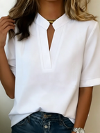 Marea | Blusa elegante con cuello en V y detalles dorados