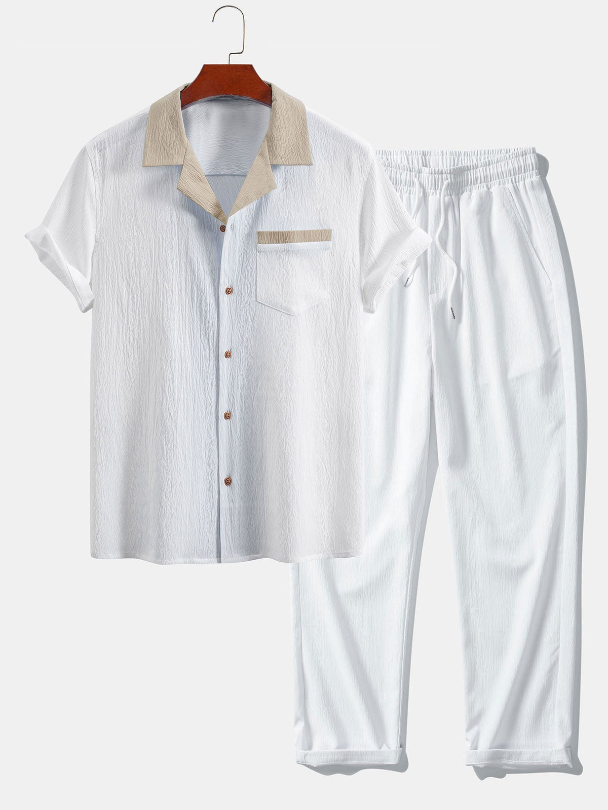 Amaro | Camisa Cubana de Lino y Pantalón - Tan & White
