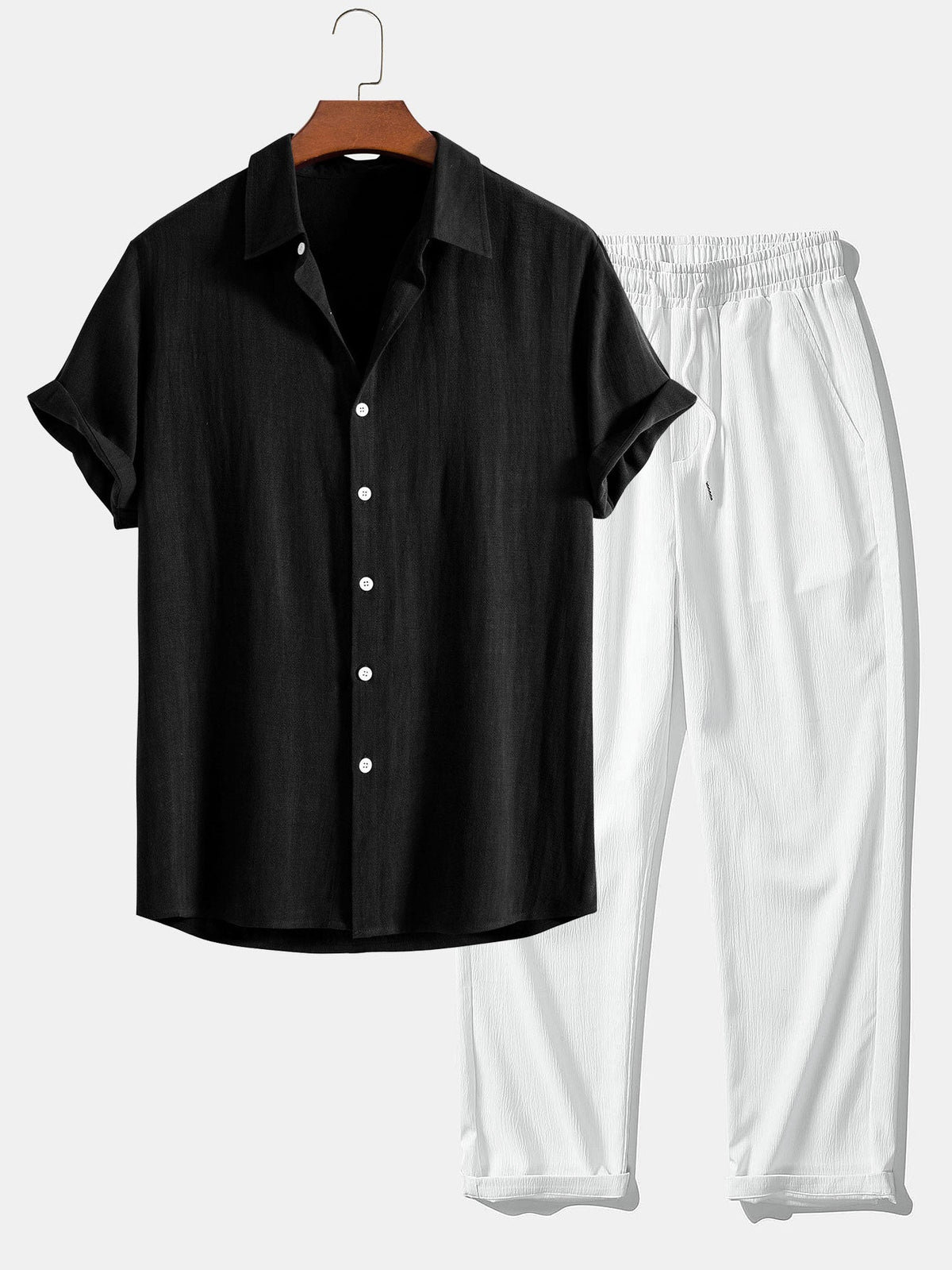Basile | Camisa de Verano y Pantalón a Juego - Negro