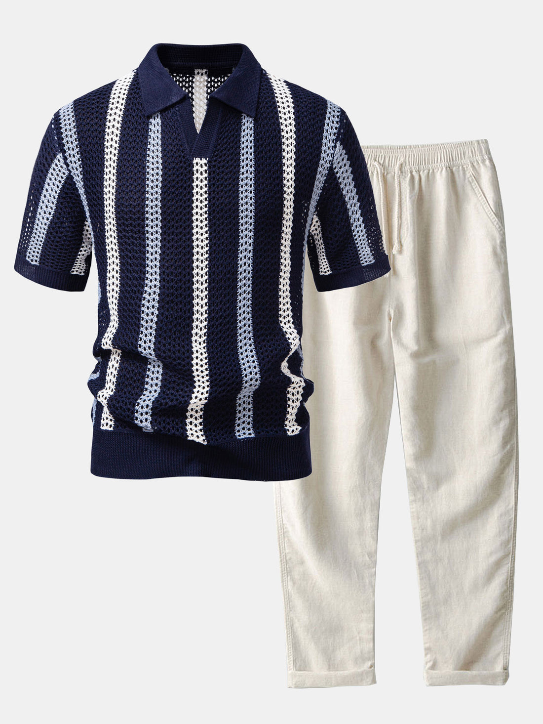 Hollis | Conjunto de Camisa y Pantalón de Verano - Azul/Beige