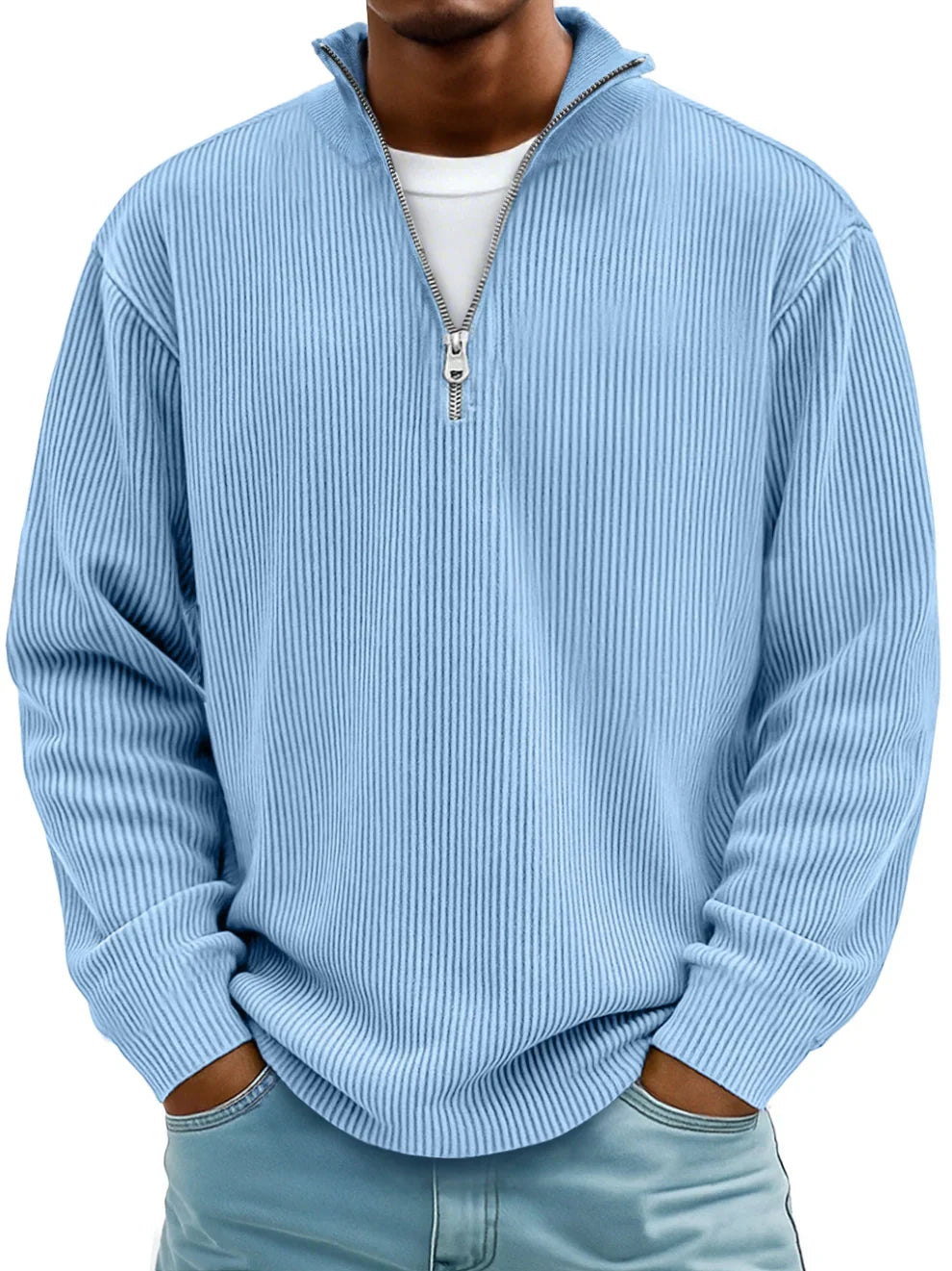 Darío | Moderno jersey de hombre con media cremallera