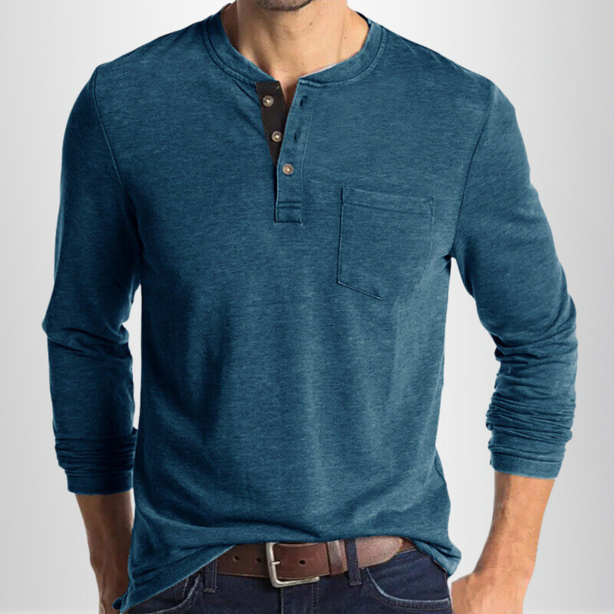 Camiseta Charles de Manga Larga | Informal y Cómoda - Azul