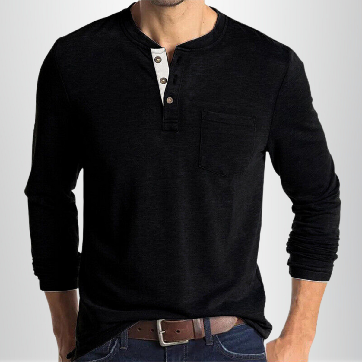 Camiseta Charles de Manga Larga | Informal y Cómoda - Negro
