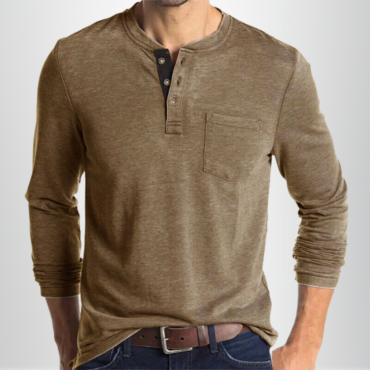 Camiseta Charles de Manga Larga | Informal y Cómoda - Marrón