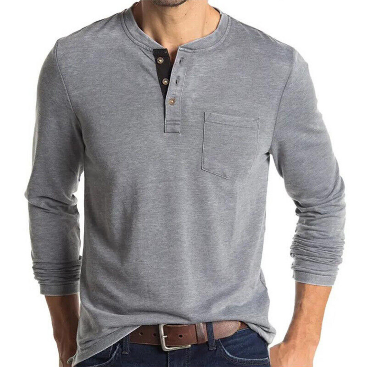 Camiseta Charles de Manga Larga | Informal y Cómoda - Gris