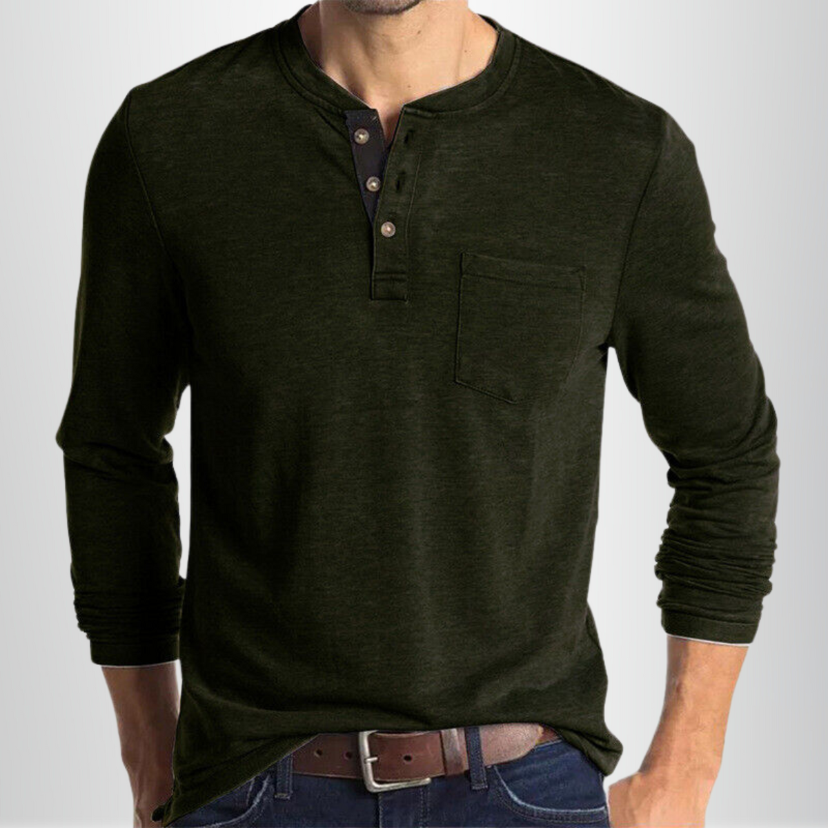 Camiseta Charles de Manga Larga | Informal y Cómoda - Verde oscuro