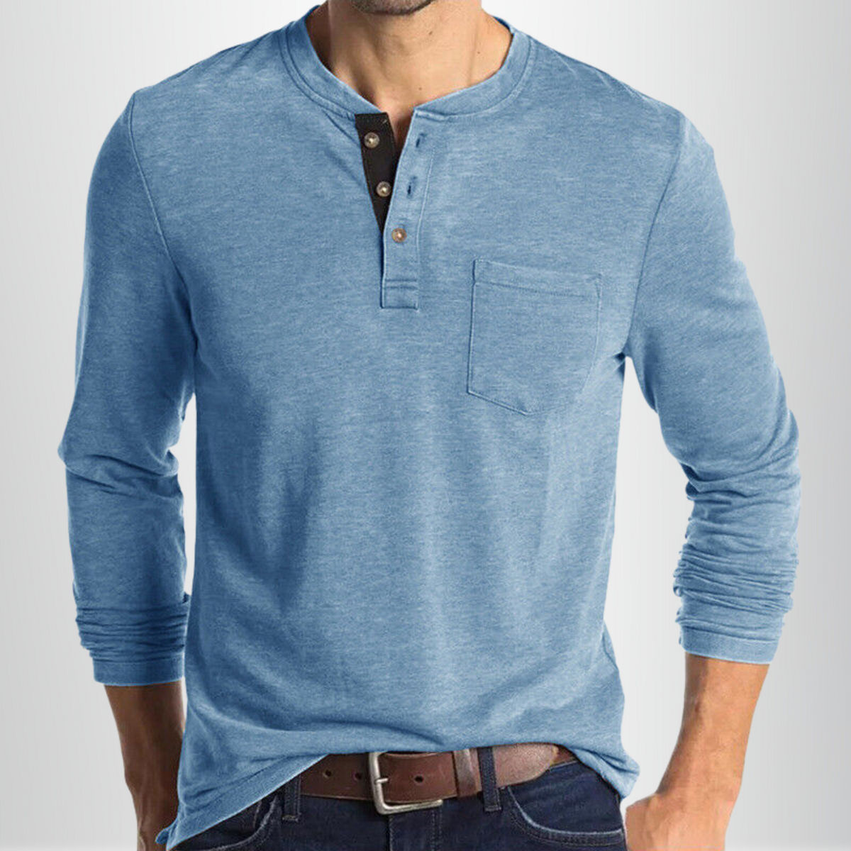 Camiseta Charles de Manga Larga | Informal y Cómoda - Azul claro