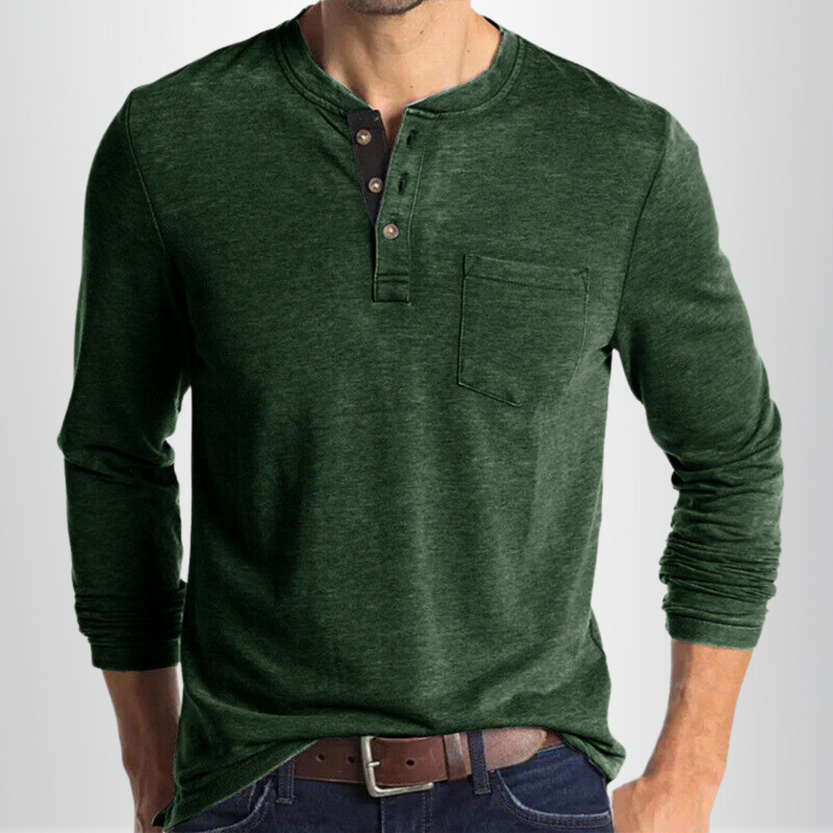 Camiseta Charles de Manga Larga | Informal y Cómoda - Verde