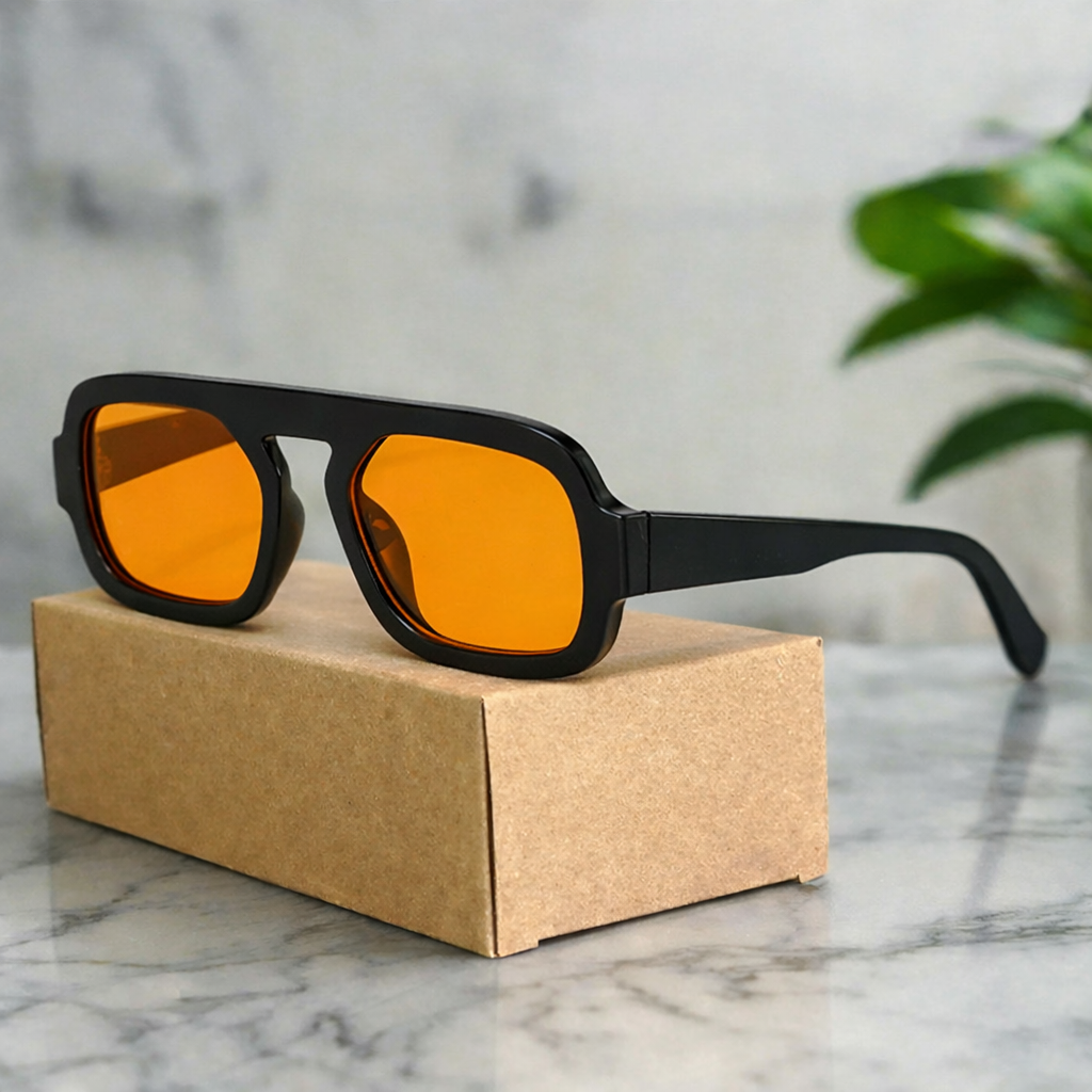 Odette | Gafas de Sol Retro Estilo Riviera - Negro/Degradado Naranja