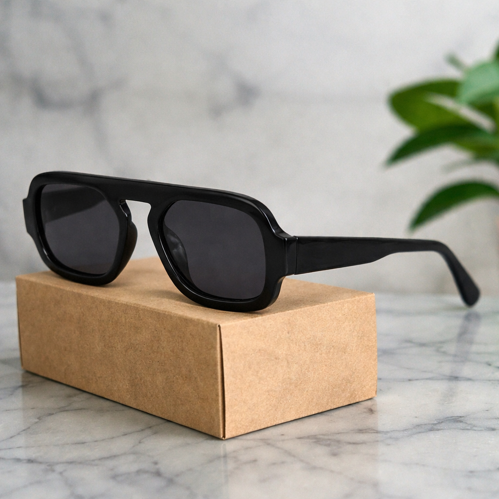 Odette | Gafas de Sol Retro Estilo Riviera - Negro Profundo