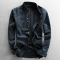 Polo Chester de Manga Larga | Cuello Mao y Ajuste Cómodo - Azul
