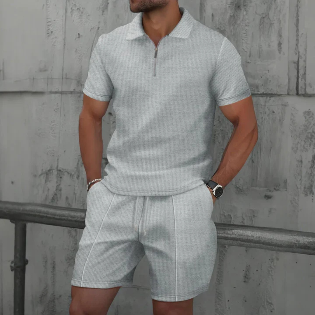 Niall | Polo Cremallera y Short a Juego - Gris