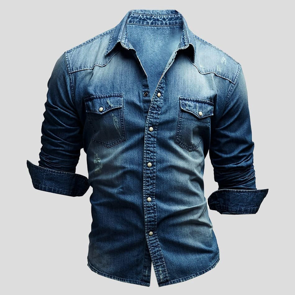 Camisa Denver | Botones de Presión y Bolsillos de Pecho - Azul oscuro