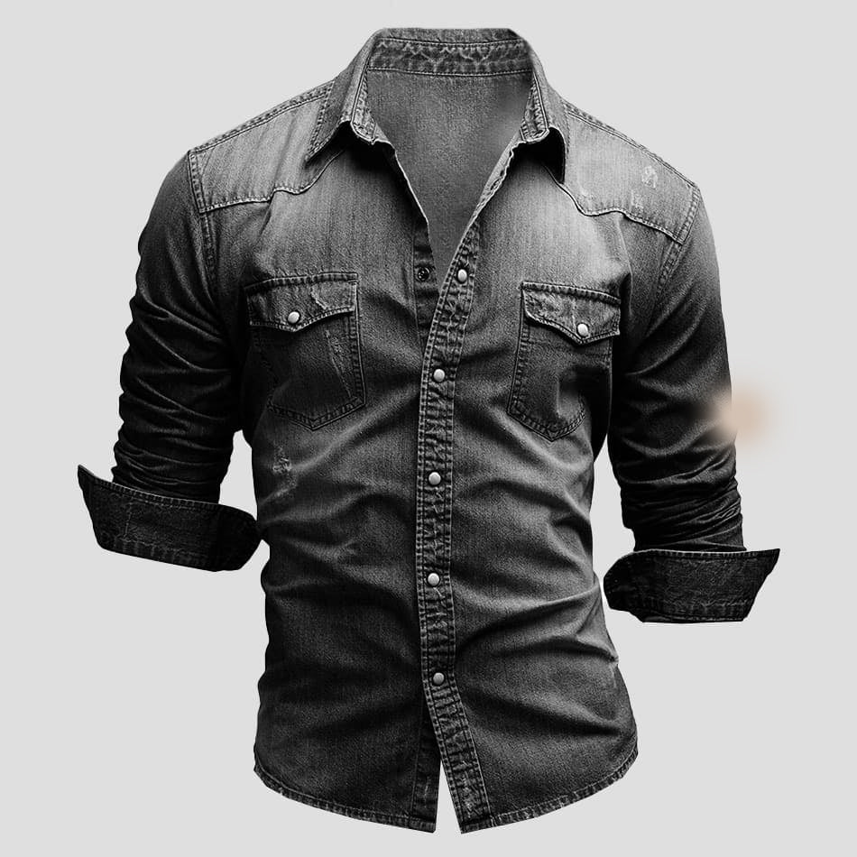 Camisa Denver | Botones de Presión y Bolsillos de Pecho - Gris oscuro