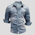 Camisa Denver | Botones de Presión y Bolsillos de Pecho - Azul claro