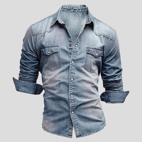 Camisa Denver | Botones de Presión y Bolsillos de Pecho - Azul claro
