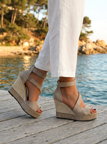 Sindy - Sandalias de Cuña Estilo Alpargata