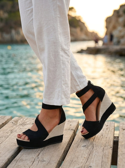 Sindy - Sandalias de Cuña Estilo Alpargata