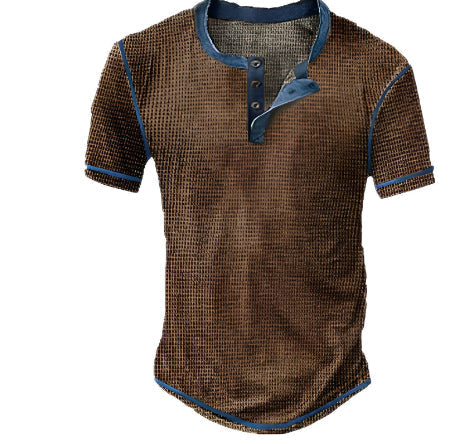 Camisa Jasper Henley | Botonadura y Cuello Mao Deportivo - Marrón oscuro