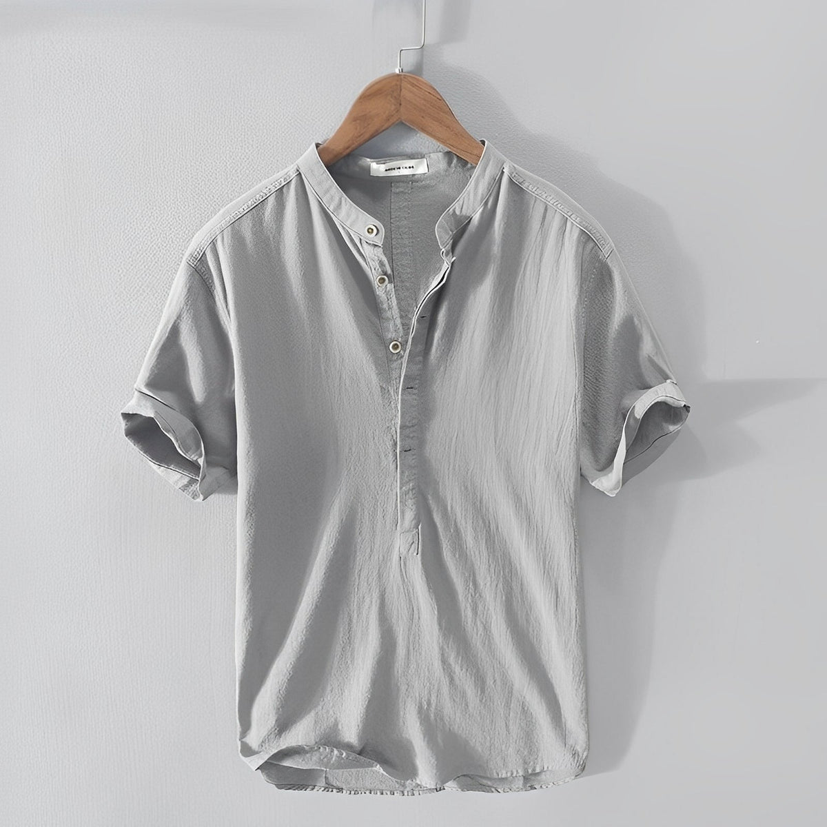 Camisa Reid Henley de Manga Corta | Cuello Mao - Gris