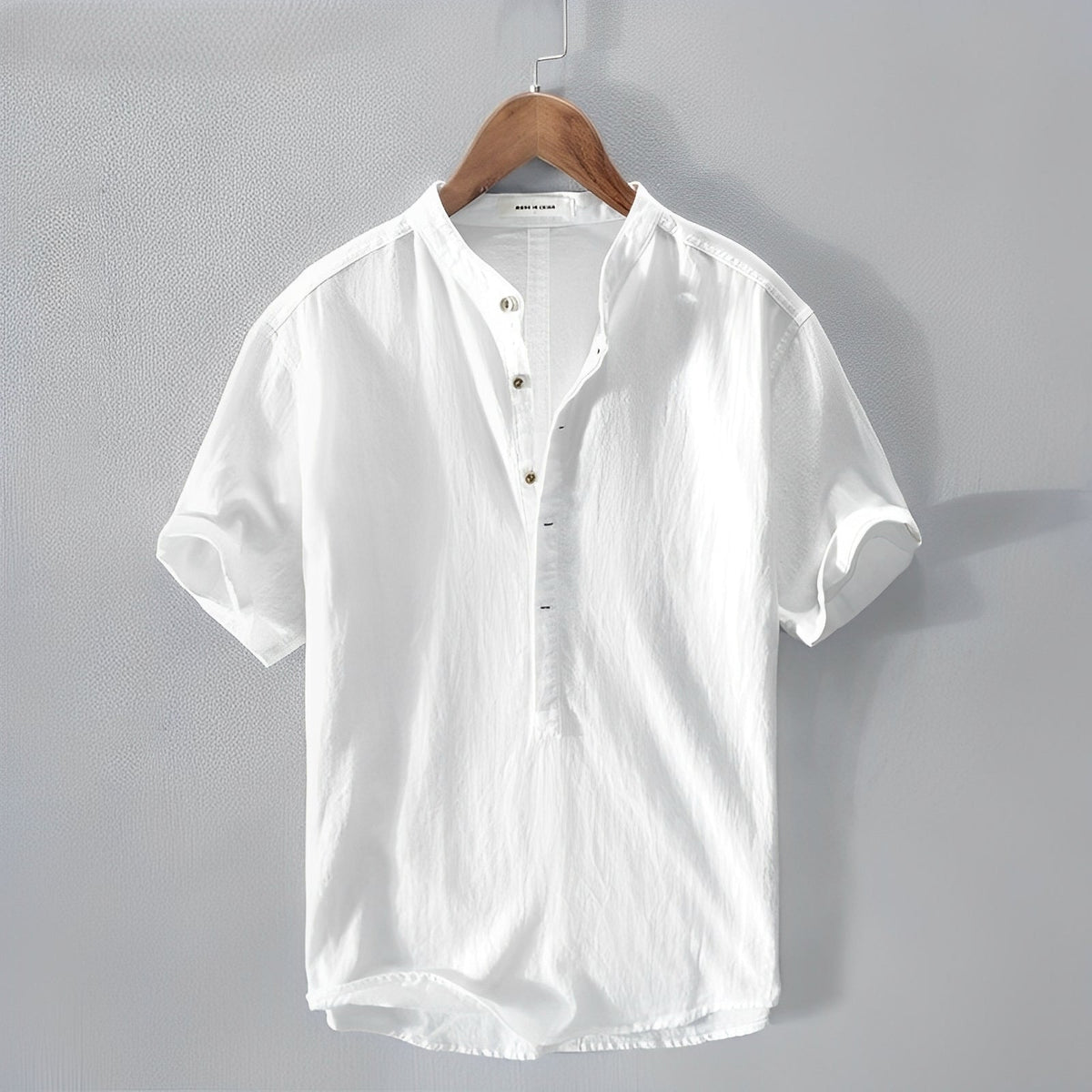 Camisa Reid Henley de Manga Corta | Cuello Mao - Blanco