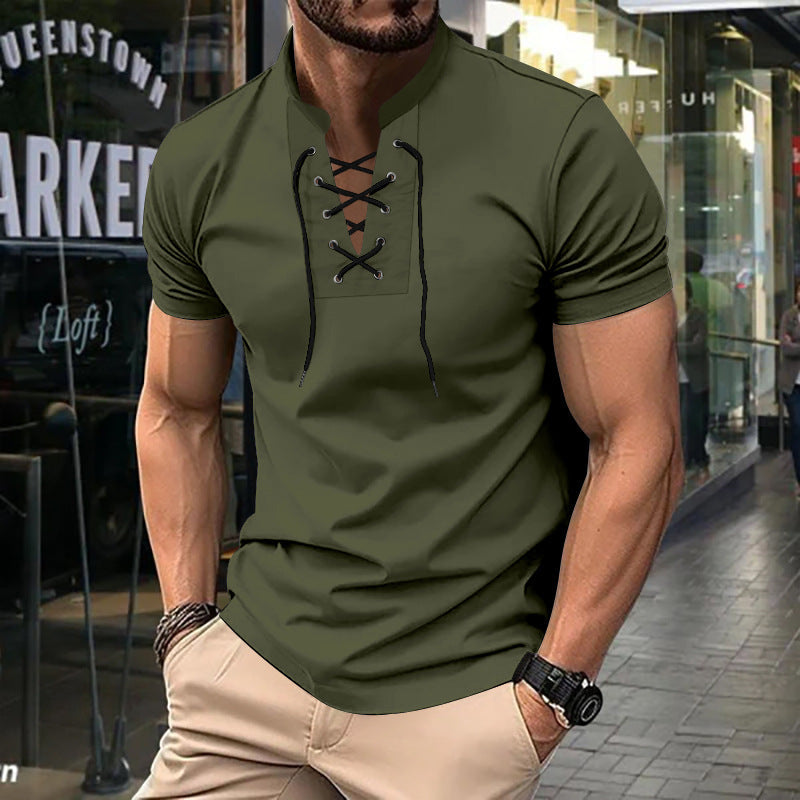 Camiseta Dante Henley | Cuello de Cordón Slim Fit para Look Urbano - Verde