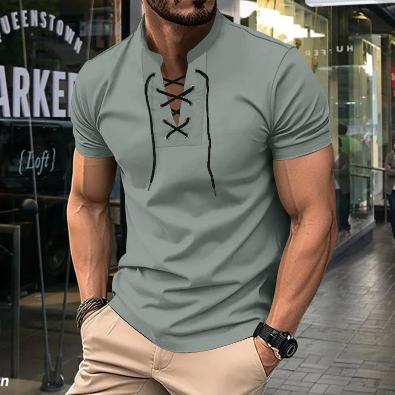 Camiseta Dante Henley | Cuello de Cordón Slim Fit para Look Urbano - Gris