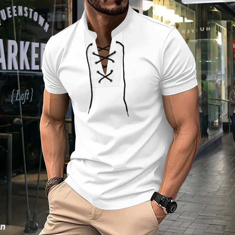 Camiseta Dante Henley | Cuello de Cordón Slim Fit para Look Urbano - Blanco