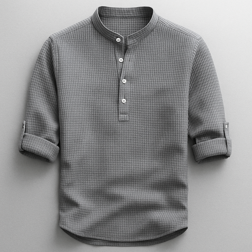 Camiseta Bruno Henley | Cuello Mao Atemporal - Gris
