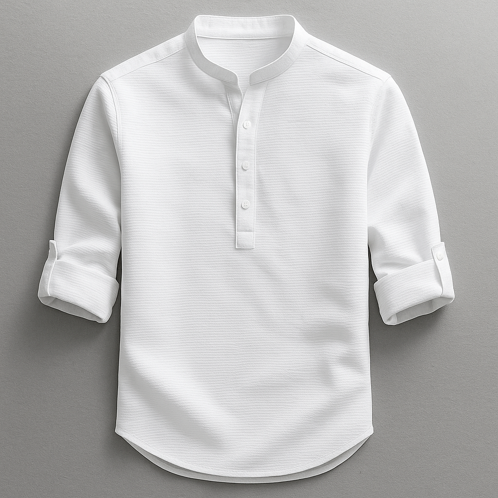 Camiseta Bruno Henley | Cuello Mao Atemporal - Blanco