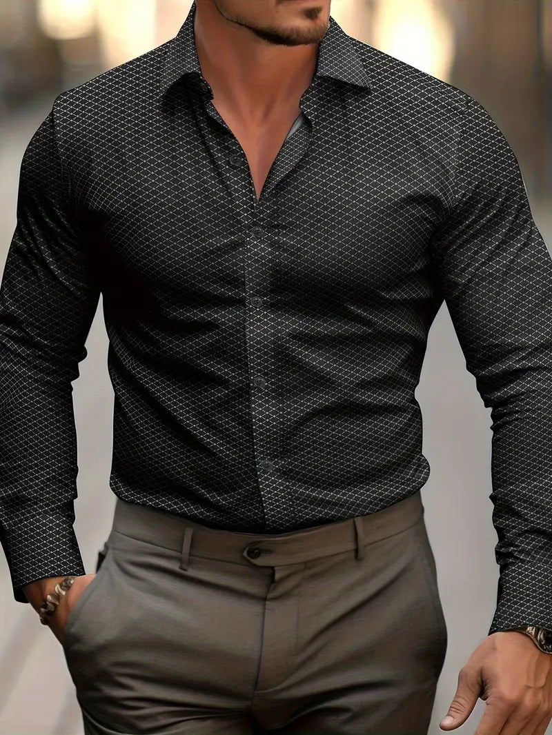Camisa Kingsley | Estampado de Cuadros y Look de Negocios Elegante - Negro