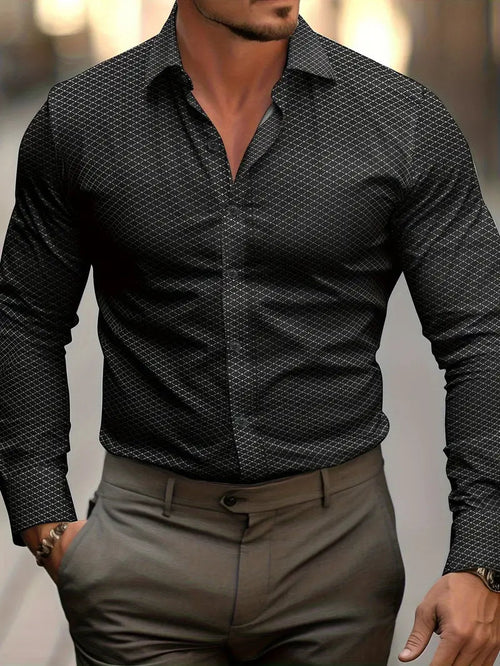 Camisa Kingsley | Estampado de Cuadros y Look de Negocios Elegante - Negro