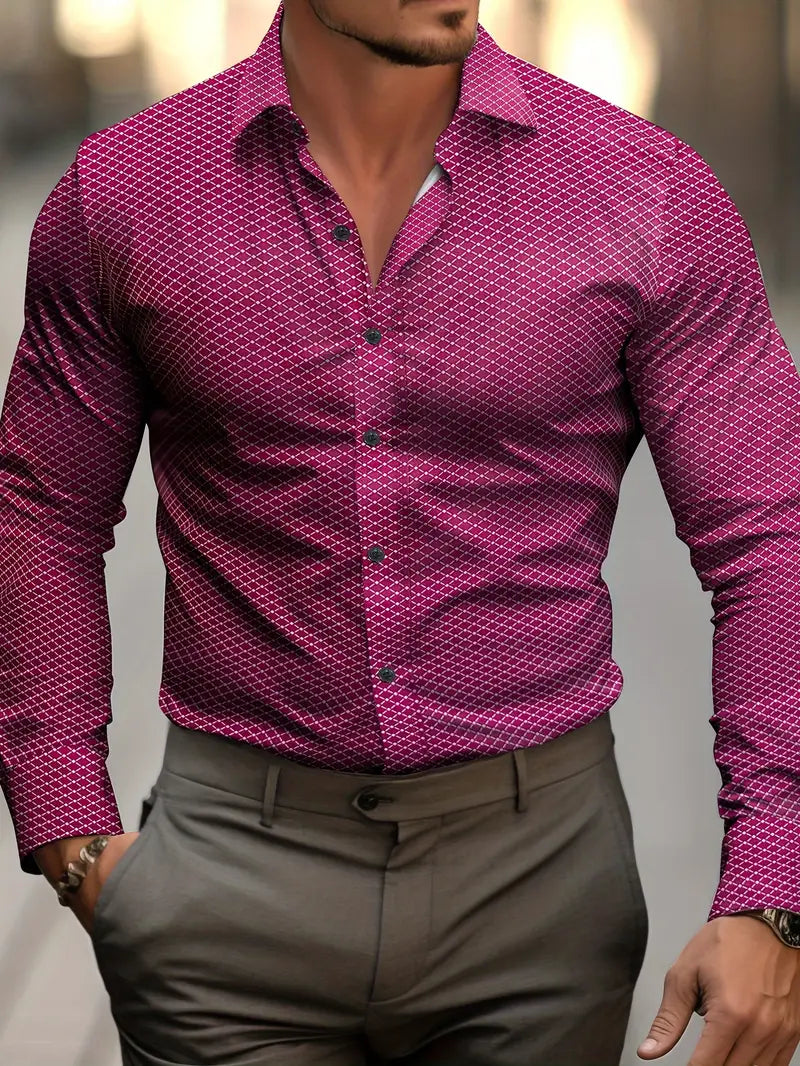 Camisa Kingsley | Estampado de Cuadros y Look de Negocios Elegante - Rojo oscuro