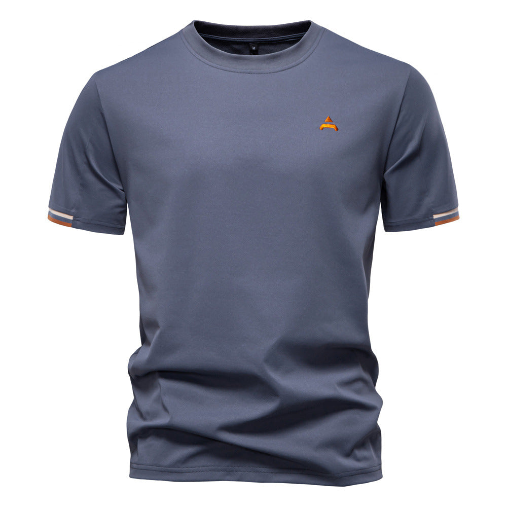 Camiseta Enzo | Cuello Redondo Deportivo con Bordado - Gris