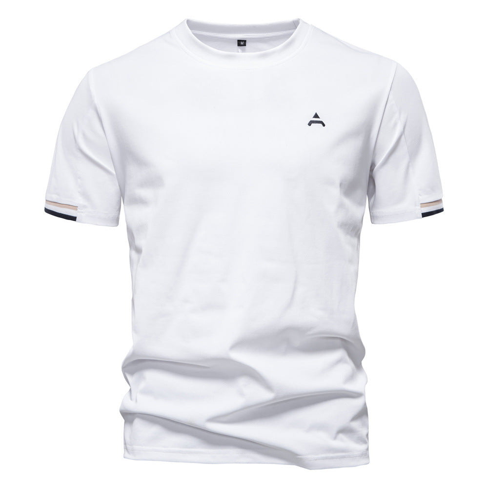 Camiseta Enzo | Cuello Redondo Deportivo con Bordado - Blanco