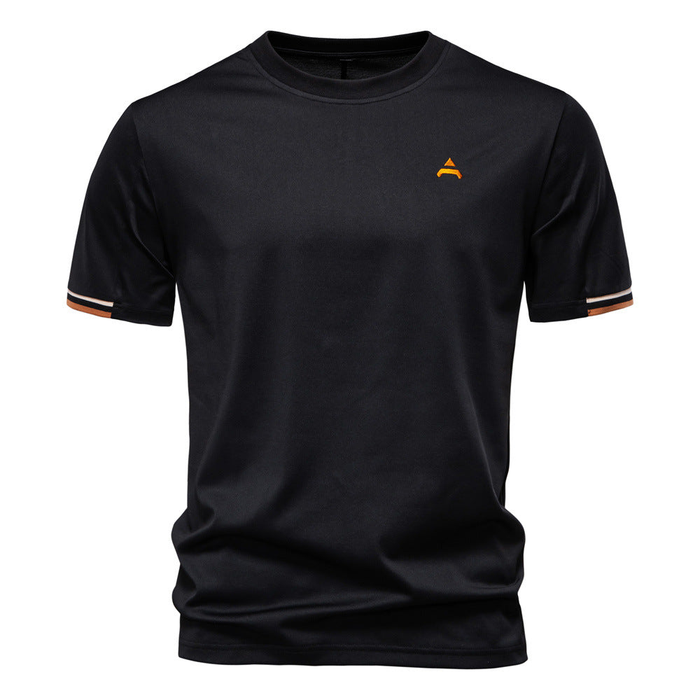 Camiseta Enzo | Cuello Redondo Deportivo con Bordado - Negro