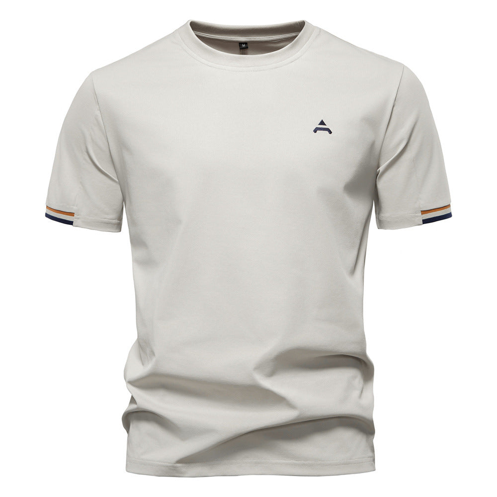 Camiseta Enzo | Cuello Redondo Deportivo con Bordado - Albaricoque