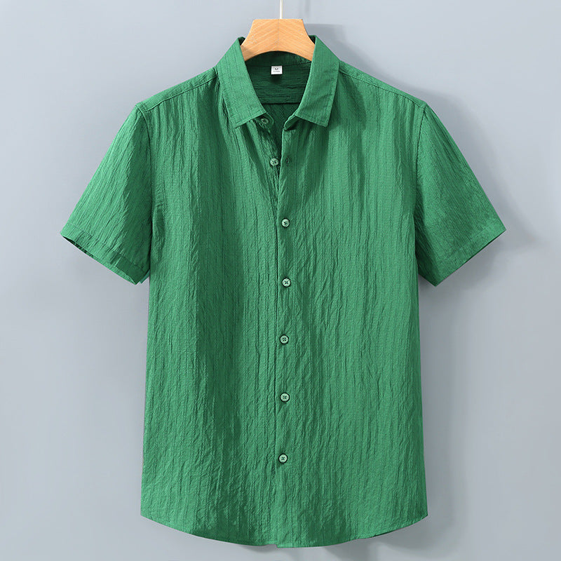 Camisa Pryce de Manga Corta | Slim Fit con Tejido Texturizado y Botonadura - Verde