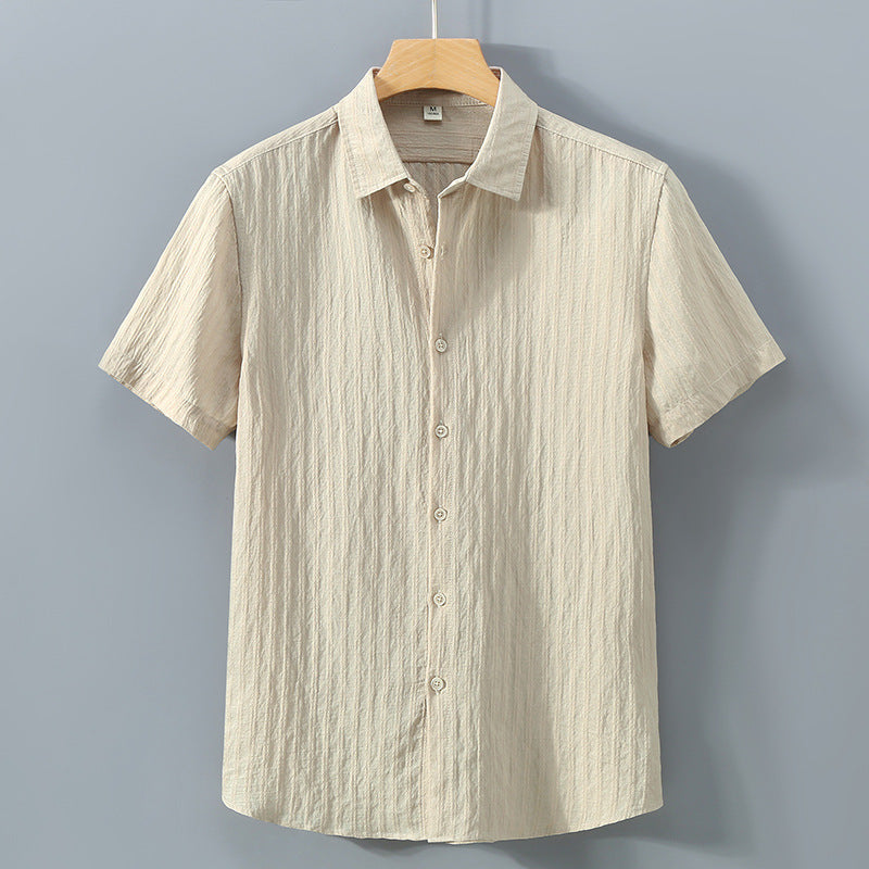 Camisa Pryce de Manga Corta | Slim Fit con Tejido Texturizado y Botonadura - Beige
