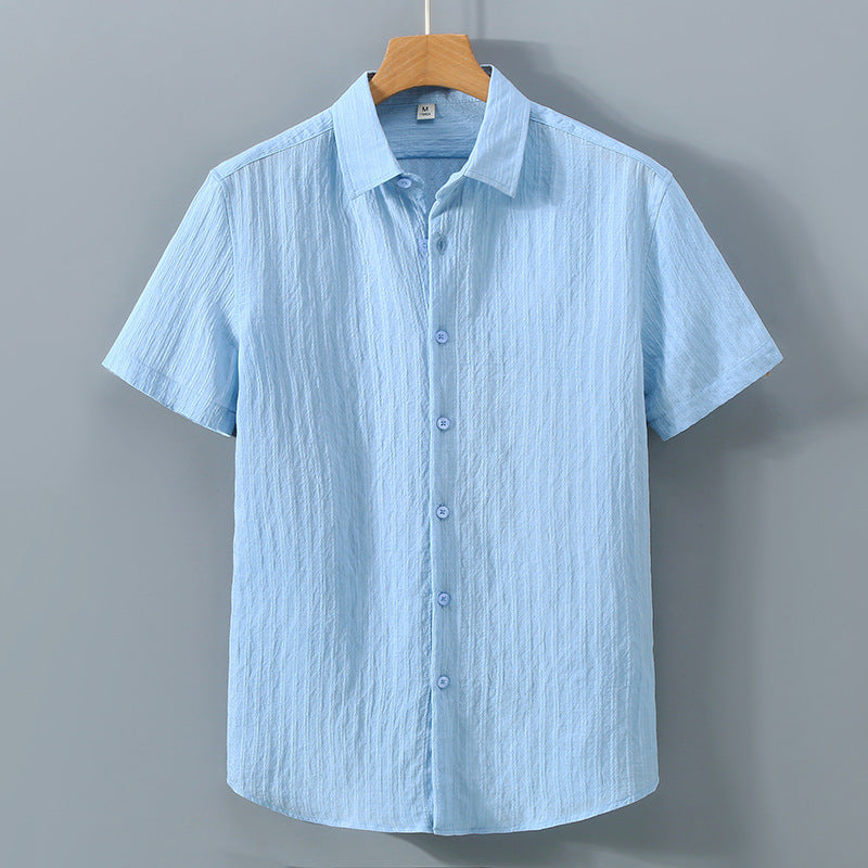 Camisa Pryce de Manga Corta | Slim Fit con Tejido Texturizado y Botonadura - Azul claro