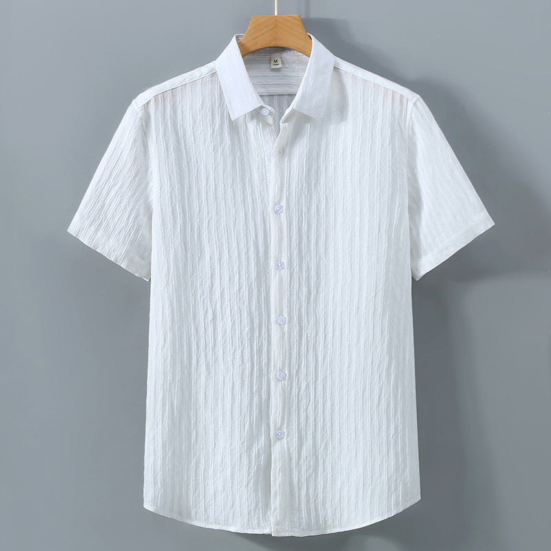 Camisa Pryce de Manga Corta | Slim Fit con Tejido Texturizado y Botonadura - Blanco