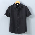 Camisa Pryce de Manga Corta | Slim Fit con Tejido Texturizado y Botonadura - Negro